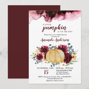 Burgundy Pumpkin Rustic Baby shower Uitnodiging