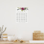 Burgundy Purple Floral Alphabetical Seating Chart Poster (Keuken)