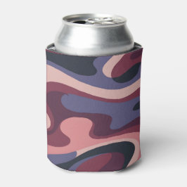 Burgundy Purple Pink Camo Swirls Can Cooler