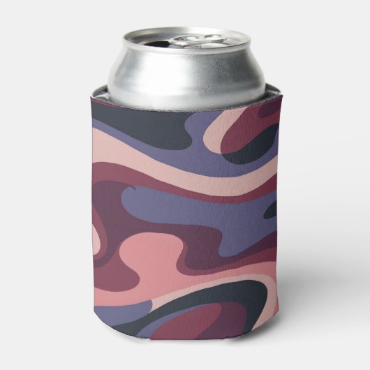 Burgundy Purple Pink Camo Swirls Can Cooler (Blikje Voorkant)
