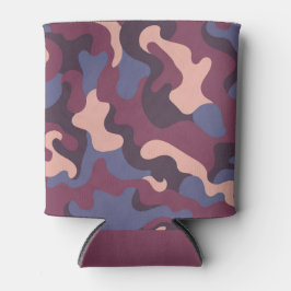 Burgundy Purple Pink Camo Swirls Can Cooler