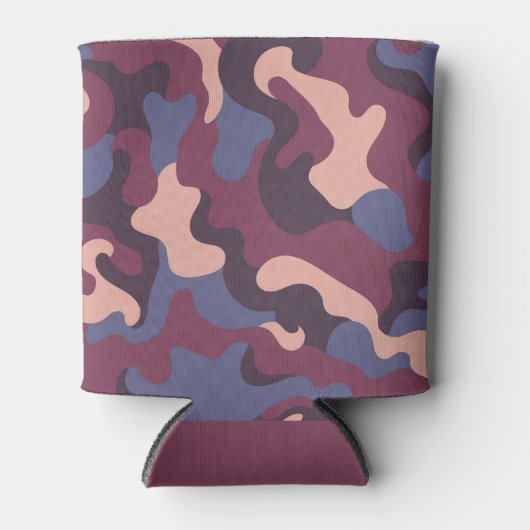 Burgundy Purple Pink Camo Swirls Can Cooler (Voorkant)
