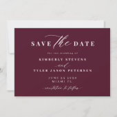 Burgundy QR code simple elegant wedding  Save The Date (Voorkant)