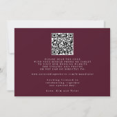 Burgundy QR code simple elegant wedding  Save The Date (Achterkant)