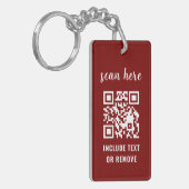 Burgundy QR Code Your Logo Business Keychains Sleutelhanger (Voorkant Links)