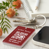Burgundy QR Code Your Logo Business Keychains Sleutelhanger (Voorkant Rechts)