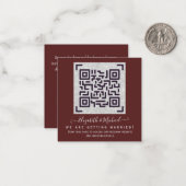 BURGUNDY QR-SCANCODE Trouwwebsite Details  Notitiekaartje (Voorkant / Achterkant in situ)