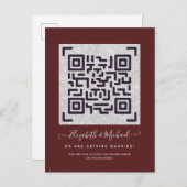 BURGUNDY QR SCANNING CODE Weddenschap Website - De Briefkaart (Voorkant / Achterkant)