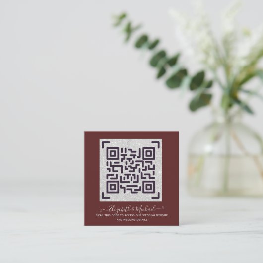 BURGUNDY QR SCANNING CODE Weddenschap Website - De Informatiekaartje (Staand voorkant)