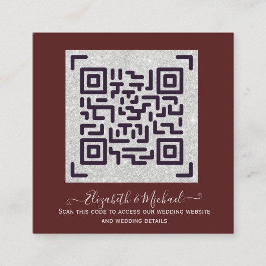 BURGUNDY QR SCANNING CODE Weddenschap Website - De Informatiekaartje (Voorkant)