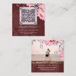 Burgundy QR SCANNING CODE Weddenschap Website PHOT Notitiekaartje