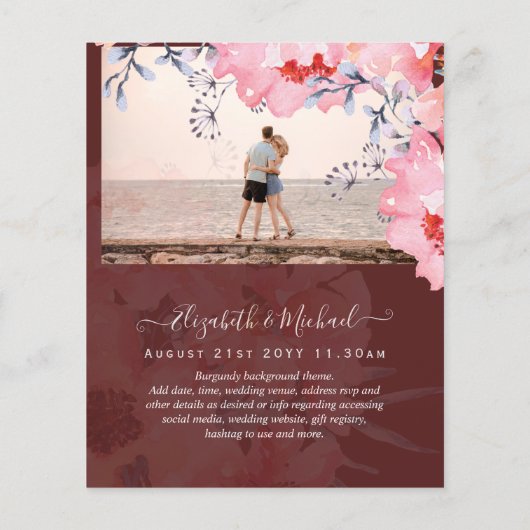 Burgundy QR SCANNING CODE Wedding Website nodigt u Flyer (Achterkant)