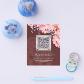 Burgundy QR SCANNING CODE Wedding Website nodigt u Flyer (Enkel)