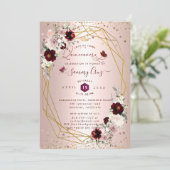 Burgundy Quinceanera H2 Flowers Dusty Roos Blush I Kaart (Staand voorkant)