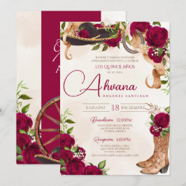 Burgundy Quinceanera Rozen Charro Western Kaart