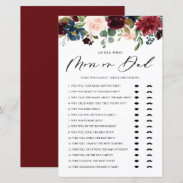 Burgundy raadt wie Baby shower van mama of papa is