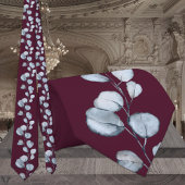 Burgundy Raspberry Dusty Blue Eucalyptus Weddensch Stropdas