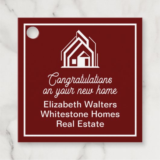 Burgundy Real Estate Company Customized Party Bedankjes Labels (Voorkant)