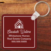 Burgundy Real Estate Company Personalized Realtor Sleutelhanger (Achterkant)