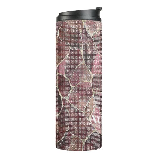 Burgundy Red Abstract Sparkle Thermosbeker (Gedraaid links)