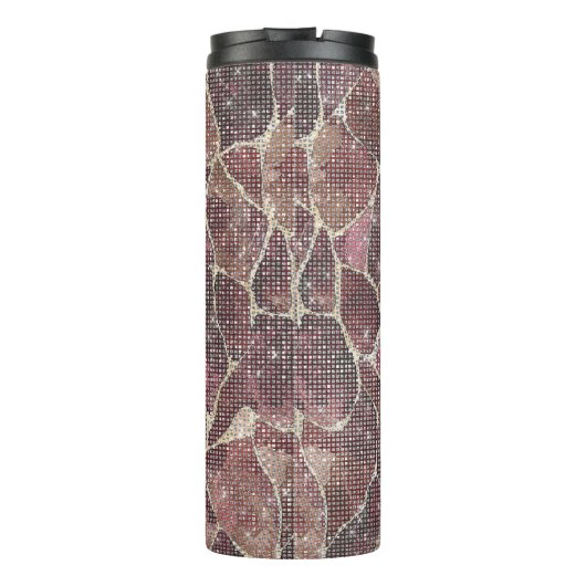 Burgundy Red Abstract Sparkle Thermosbeker (Achterkant)