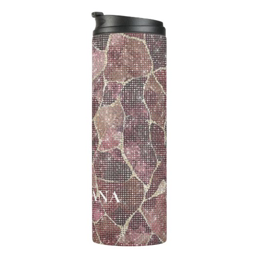 Burgundy Red Abstract Sparkle Thermosbeker (Geroteerd rechts)