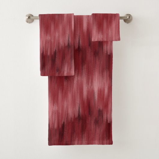 Burgundy Red Abstracte geborstelde golven Bad Handdoek (Insitu)