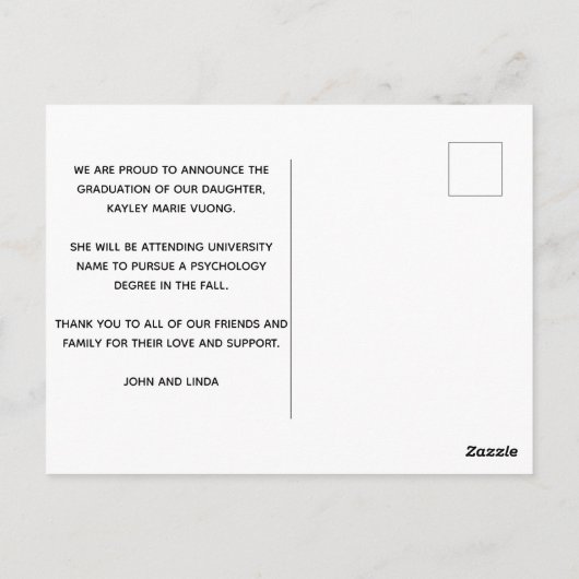 Burgundy Red Afstuderen Foto Chic 2023 Afstuderen Briefkaart (Achterkant)