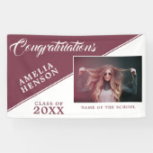 Burgundy Red Afstuderen Fotogradatie Partij Spandoek (Horizontaal)