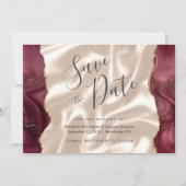 Burgundy Red Agate Ivory Silk Save the Date Kaart (Voorkant)