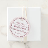 Burgundy Red and Black Bachelorette Party Bedankjes Labels (In situ)