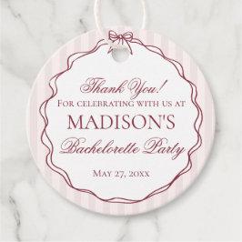 Burgundy Red and Black Bachelorette Party Bedankjes Labels