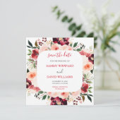 Burgundy Red and Blush Pink Floral Save The Date (Staand voorkant)