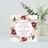 Burgundy Red and Blush Pink Floral Save The Date (Staand voorkant)