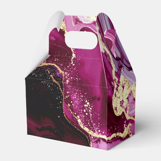 Burgundy Red and Gold Marble Agate Birthday Party Bedankdoosjes (Achterkant)