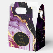 Burgundy Red and Gold Marble Agate Birthday Party Bedankdoosjes (Geopend)