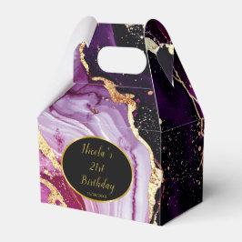 Burgundy Red and Gold Marble Agate Birthday Party Bedankdoosjes