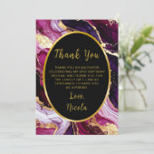 Burgundy Red and Gold Marble Agate Birthday Party Bedankkaart (Staand voorkant)