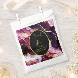 Burgundy Red and Gold Marble Agate Birthday Party Bedankzakje