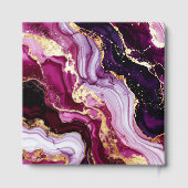 Burgundy Red and Gold Marble Agate Birthday Party Gastenboek (Achterkant)