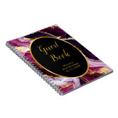 Burgundy Red and Gold Marble Agate Birthday Party Notitieboek (Rechterzijde)