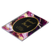 Burgundy Red and Gold Marble Agate Birthday Party Notitieboek (Linkerzijde)