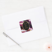 Burgundy Red and Gold Marble Agate Birthday Party Vierkante Sticker (Envelop)