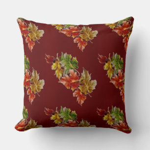 Burgundy Red Autumn verliest Pattern Sierkussen