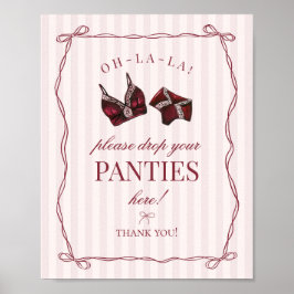 Burgundy Red Bachelorette Panties Please Sign Poster
