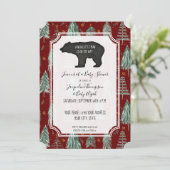 Burgundy Red Beer Woodland Forest Baby Boy Shower Kaart (Staand voorkant)