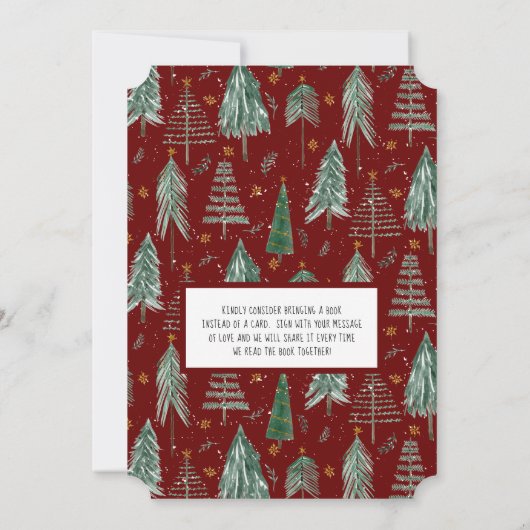 Burgundy Red Beer Woodland Forest Baby Boy Shower Kaart (Achterkant)