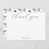 Burgundy Red Berries Pattern Bedankkaart (Voorkant / Achterkant)