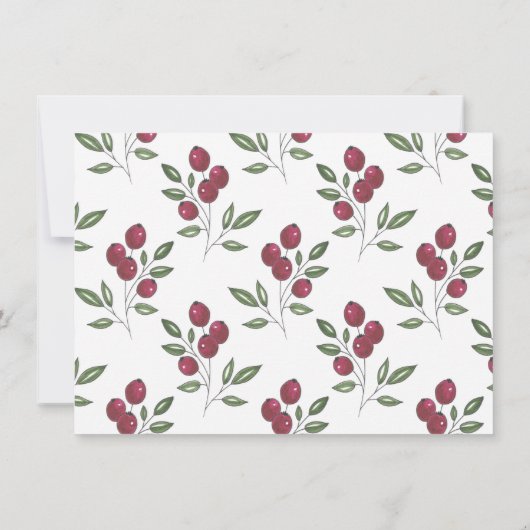 Burgundy Red Berries Pattern Bedankkaart (Achterkant)