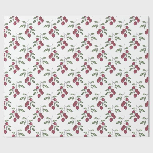 Burgundy Red Berries Pattern Cadeaupapier (Vlak)
